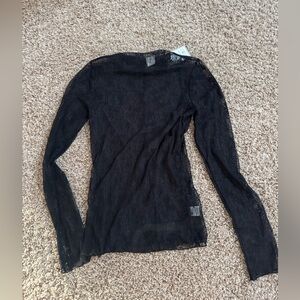 NWT- Very J Black Lace Long Sleeve Top